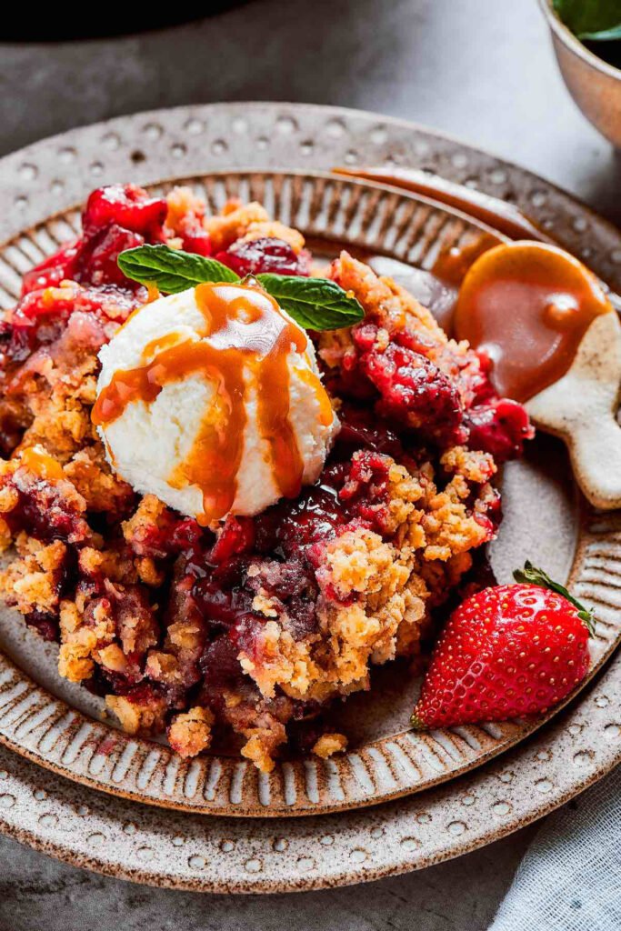 Strawberry Cobbler Recipe with honey &icecream