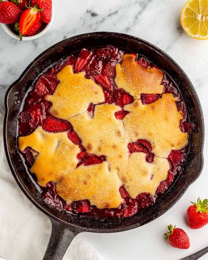 baked-skillet-strawberry-cobbler